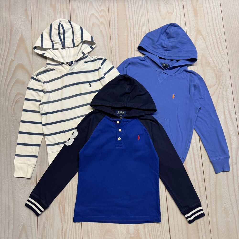Lot of 3 Polo Ralph Lauren Boys Size Small (8) Long Sleeve Hoodie